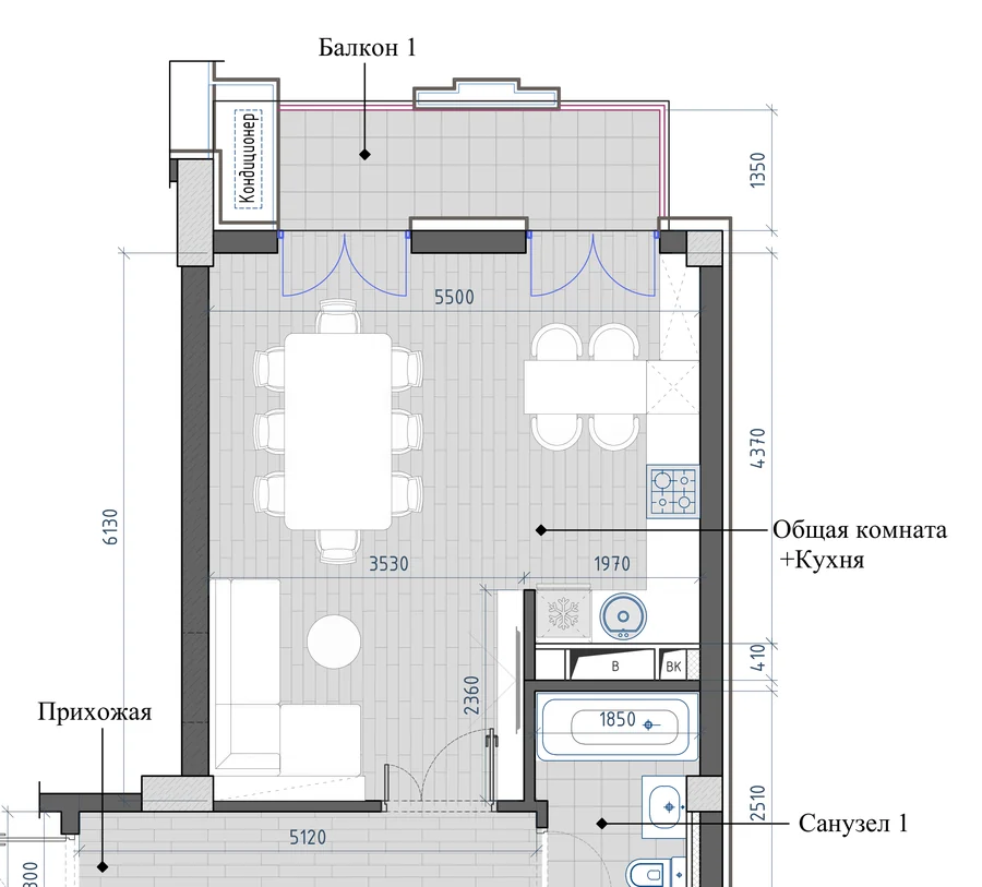3-комнатная 85,31 м² — планировка