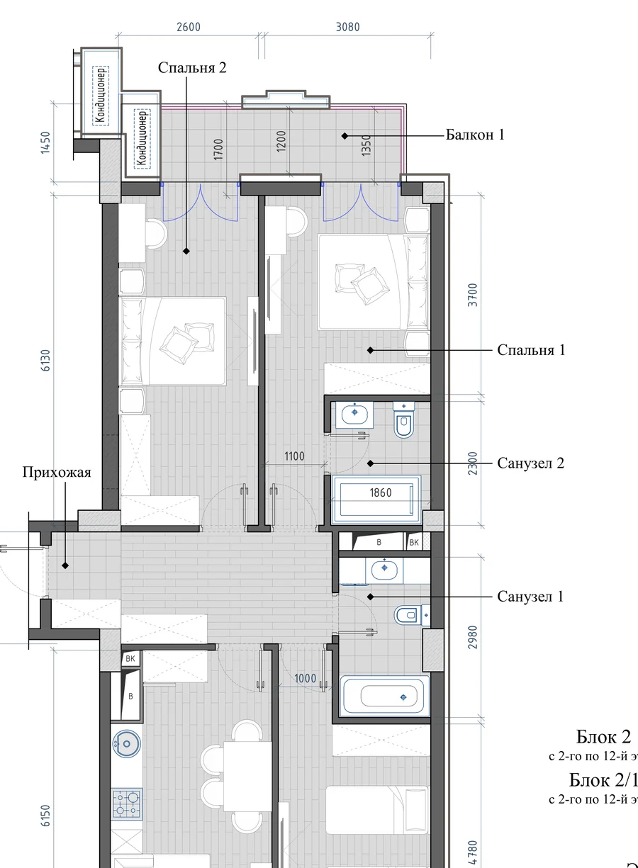 4-комнатная 89,11 м² — планировка