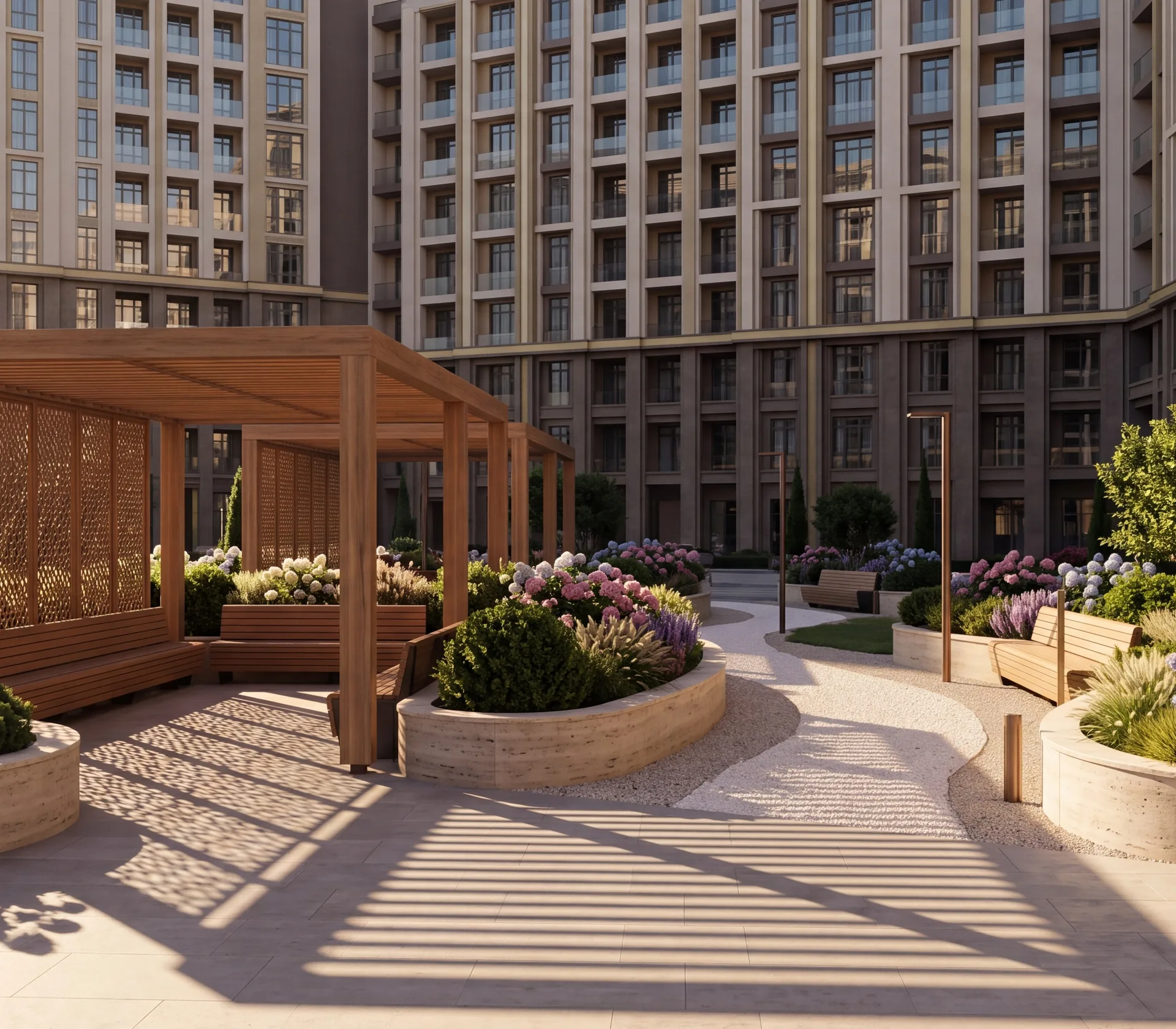 Двор-сад: визуализация проекта PARI Residence
